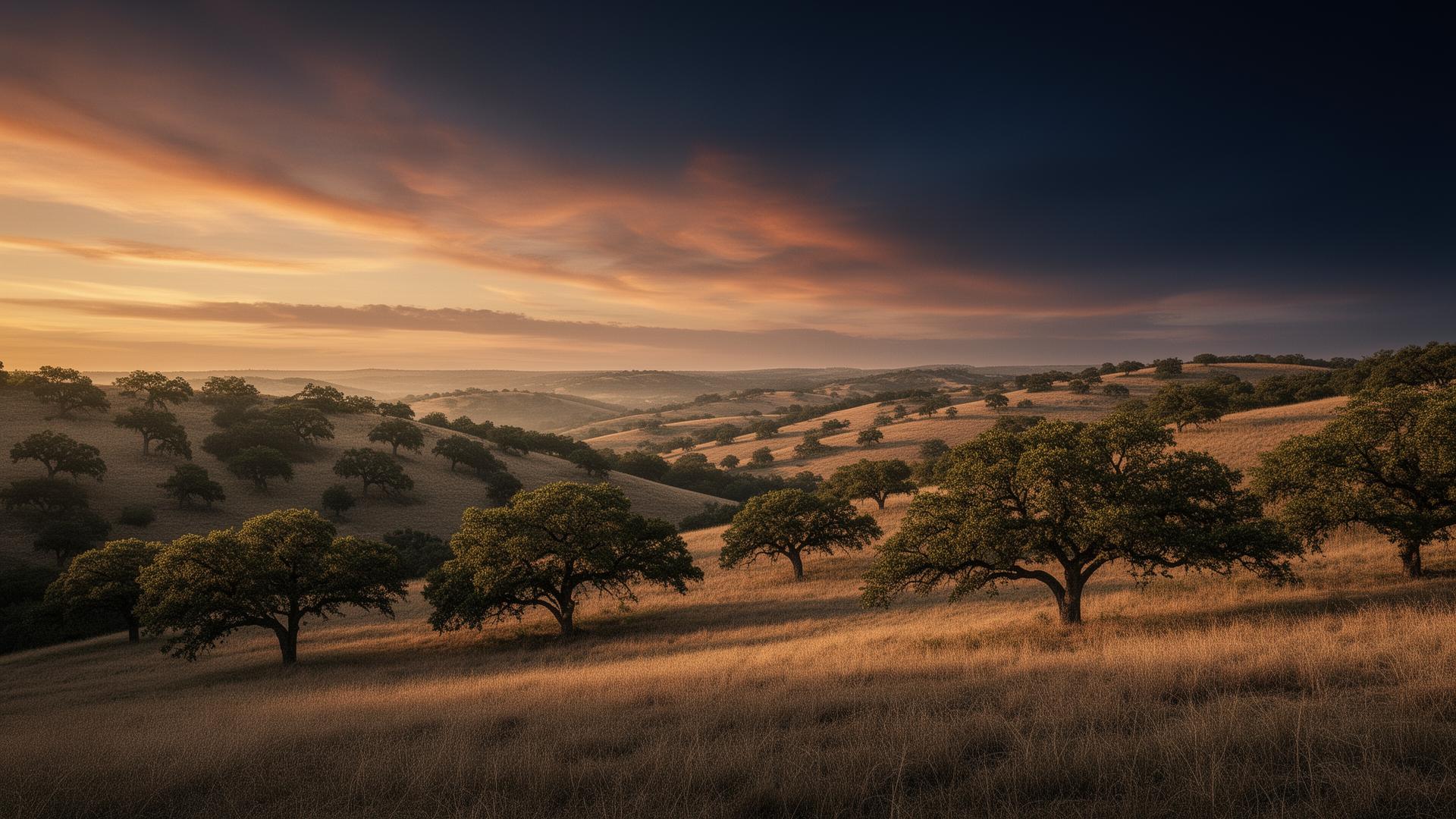 Texas landscape at sunset